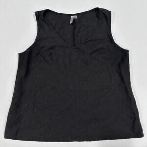 Kleen Tunic Linen Tank Top Size M Black Sleeveless Lagenlook Boho Coastal